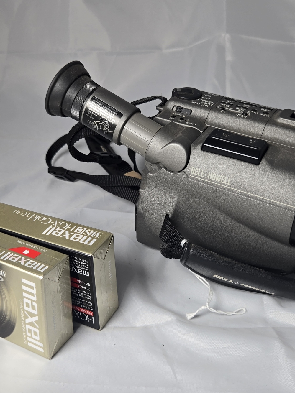 Silver Handheld Camcorder with Wrist Strap